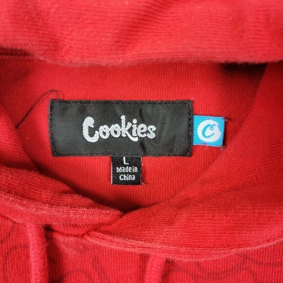 Cookies SF Hoodie Mens Large Red Cannabis Stoner Pullover Sweatshirt  Distressed - Picture 2 of 12